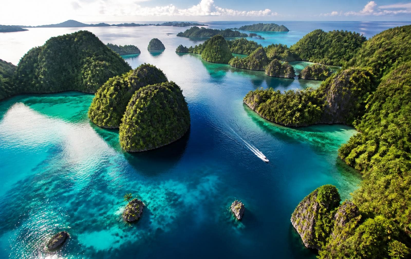 Karsteilanden boven turquoise lagunes — Raja Ampat